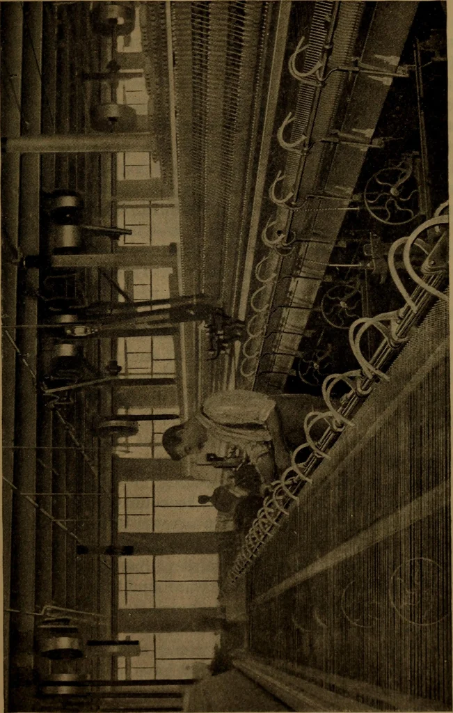 An illustration from The velvet and corduroy industry; a brief account of the various processes connected with the manufacture of cotton pile goods, 1922, leaf 38