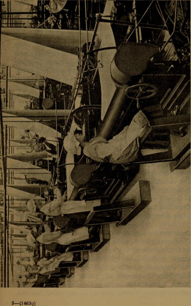 An illustration from The velvet and corduroy industry; a brief account of the various processes connected with the manufacture of cotton pile goods, 1922, leaf 70