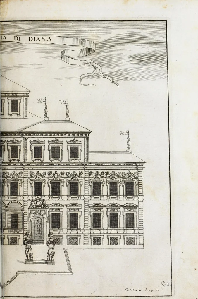 An illustration from Venaria Reale : palazzo di piacere, e di caccia, ideato dall'altezza reale di Carlo Emanvel II, duca di Sauoia, re di Cipro &c., 1674, leaf 159