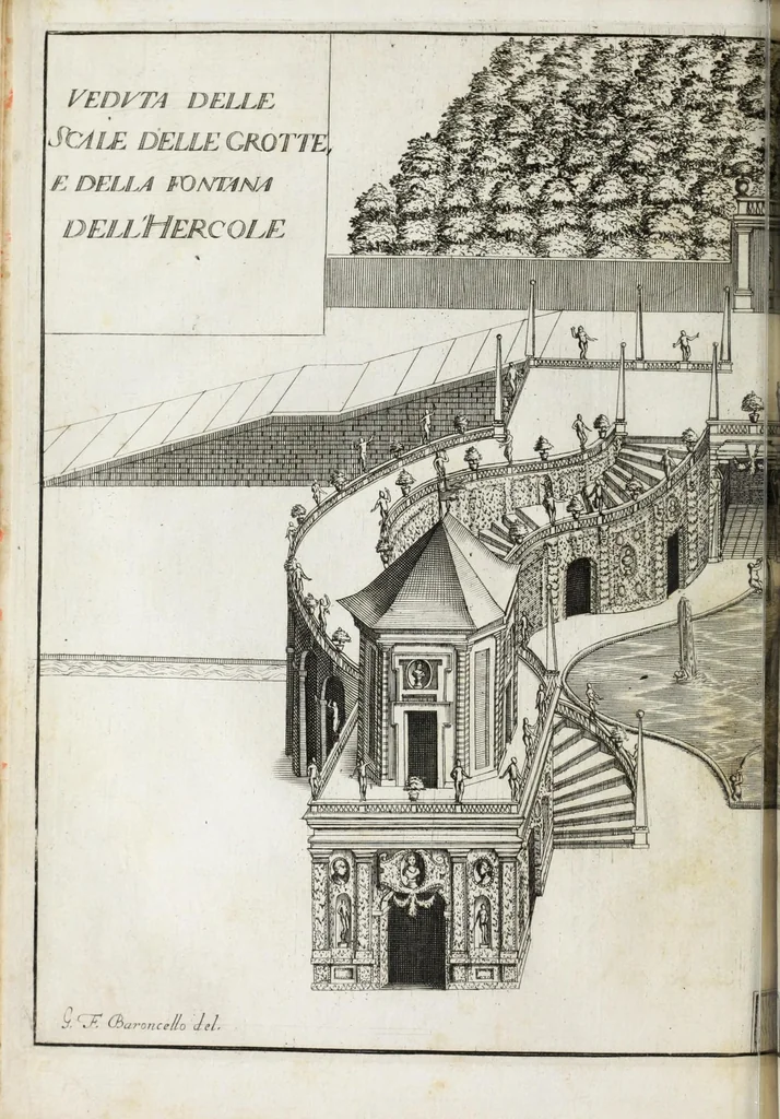 An illustration from Venaria Reale : palazzo di piacere, e di caccia, ideato dall'altezza reale di Carlo Emanvel II, duca di Sauoia, re di Cipro &c., 1674, leaf 198