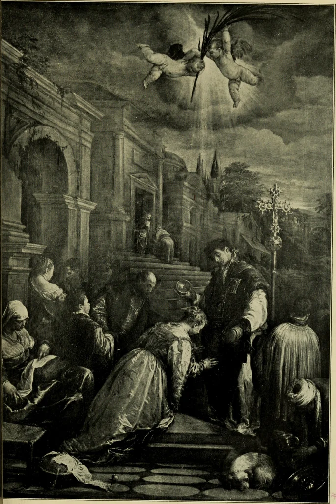 An illustration from The Venetian School of Painting, 1912, leaf 328