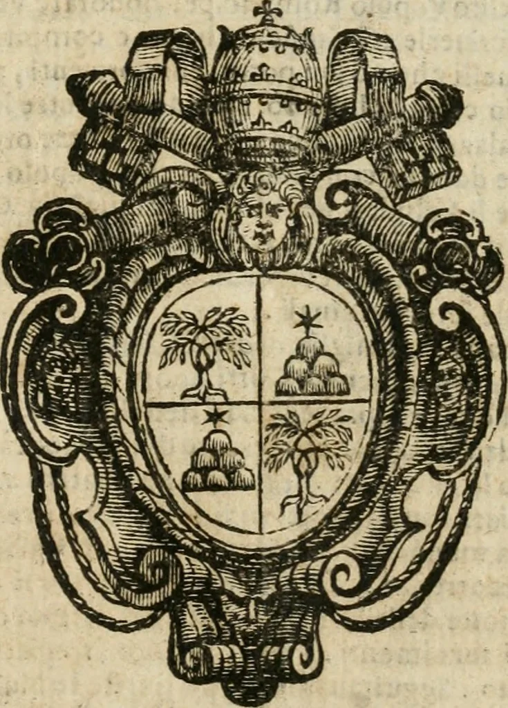 An illustration from Vera e compita relatione della solennissima caualcata fatta in Roma alli 9. di maggio 1655 nell' andare a pigliar' il possesso la Santità di n. s. papa Alessandro settimo nella basilica di S. Giouanni Laterano ... : aggiuntoui la creatione e nascita di esso sommo pontefice, 1655, leaf 10