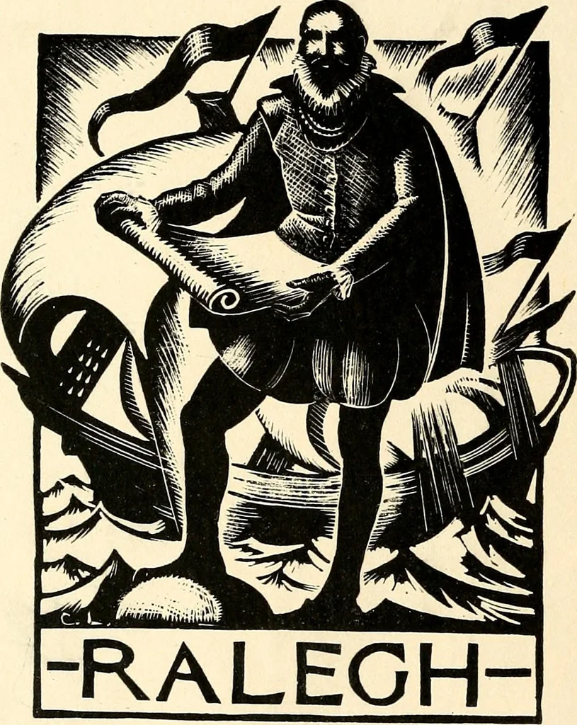 An illustration from Verclaringe ende verhael hoe de Heere Wouter Raleighe, Ridder, hem ghedreghen heeft, soo wel in sijne voyaghe al in ende sedert sijne wedercomste : ... naer de coppe tot London, by Bonham Norton, 1619, leaf 1