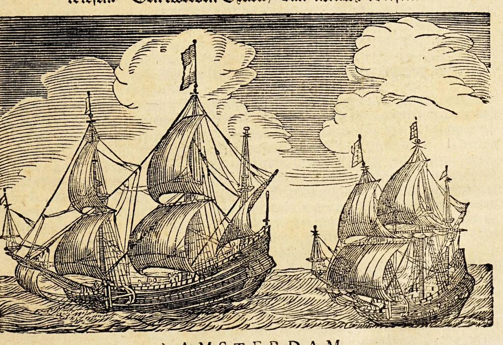 An illustration from Verhael van de eerste schip-vaert der Hollandische ende Zeeusche schepen, door't Way-Gat, by Noorden Noorweghen, Moscovien ende Tartarien om, na de coninckrijcken Cathay ende China. Met drie schepen, uyt Texel ghezeylt. : Hier achter is by-ghevoeght de beschrijvinghe van de landen Siberia, Samoyeda, ende Tingœsa. ., 1650, leaf 7