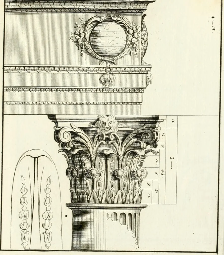 An illustration from Verhandeling over de bouwkunde : met de noodige aanmerkingen en waarneemingen, 1781, leaf 124