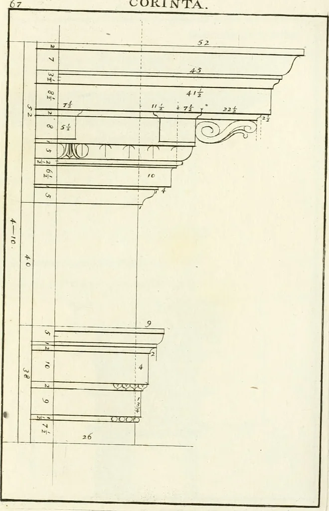 An illustration from Verhandeling over de bouwkunde : met de noodige aanmerkingen en waarneemingen, 1781, leaf 138