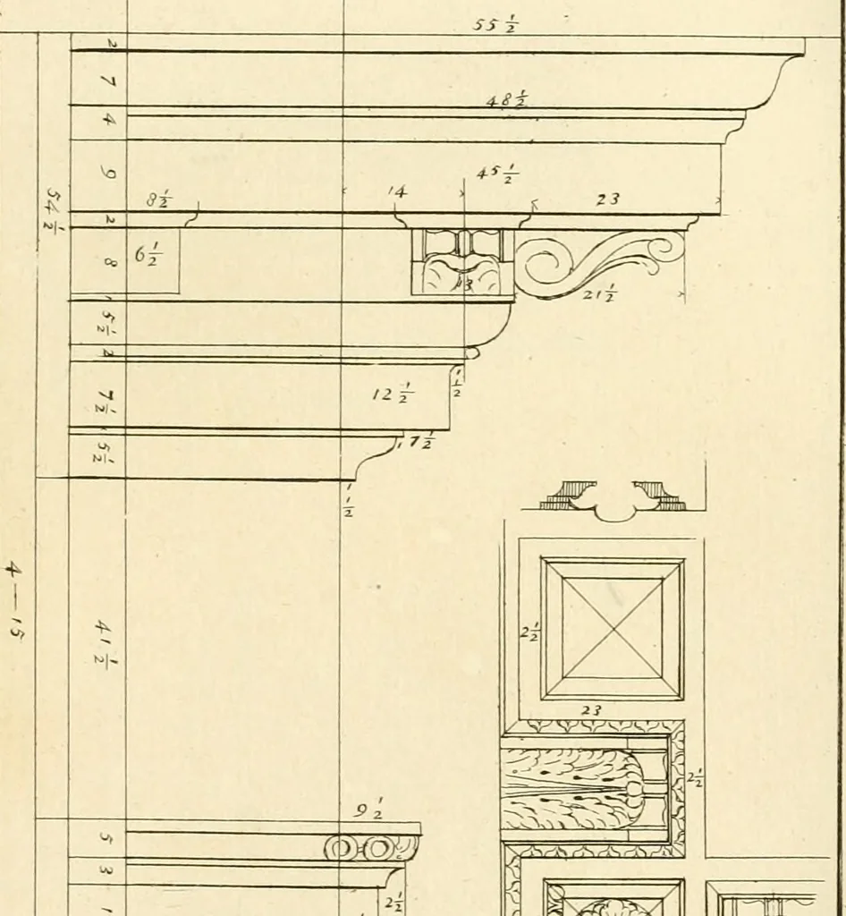 An illustration from Verhandeling over de bouwkunde : met de noodige aanmerkingen en waarneemingen, 1781, leaf 152