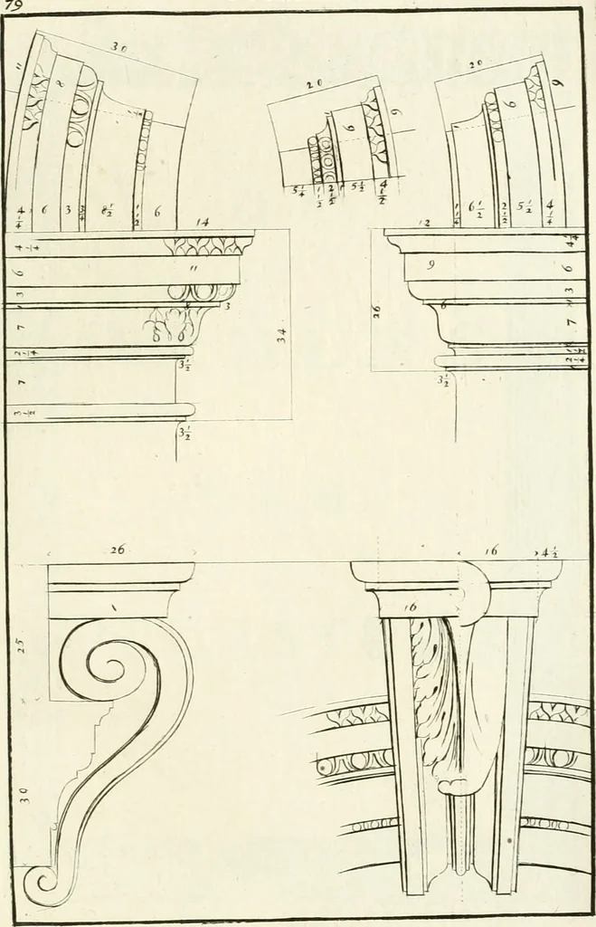 An illustration from Verhandeling over de bouwkunde : met de noodige aanmerkingen en waarneemingen, 1781, leaf 162
