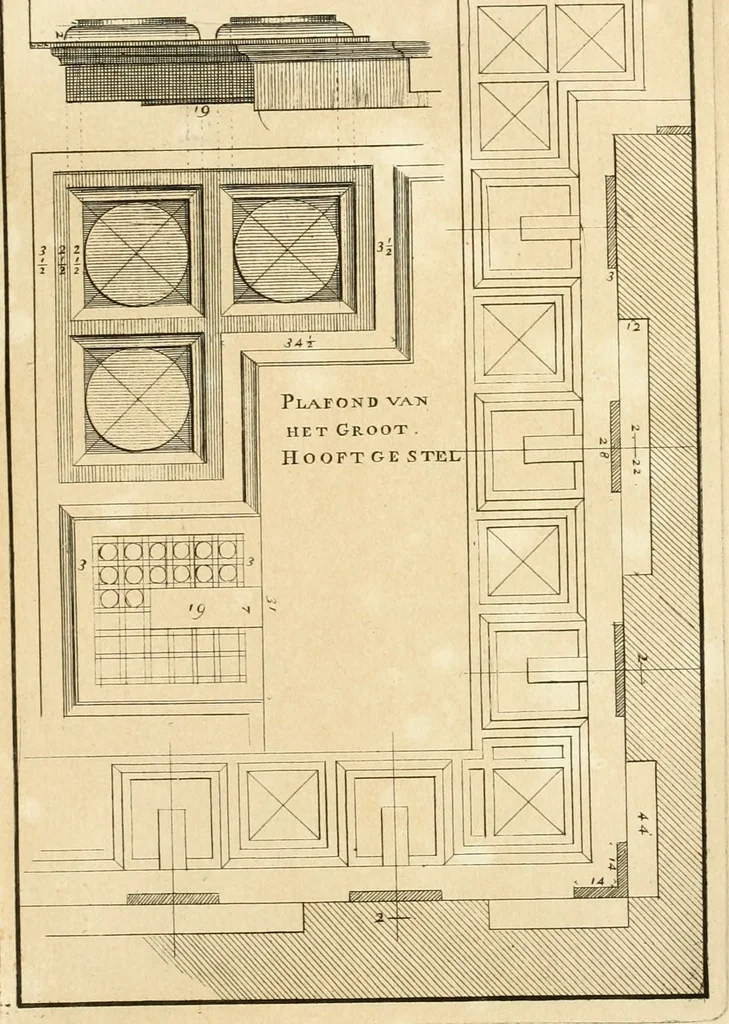 An illustration from Verhandeling over de bouwkunde : met de noodige aanmerkingen en waarneemingen, 1781, leaf 186