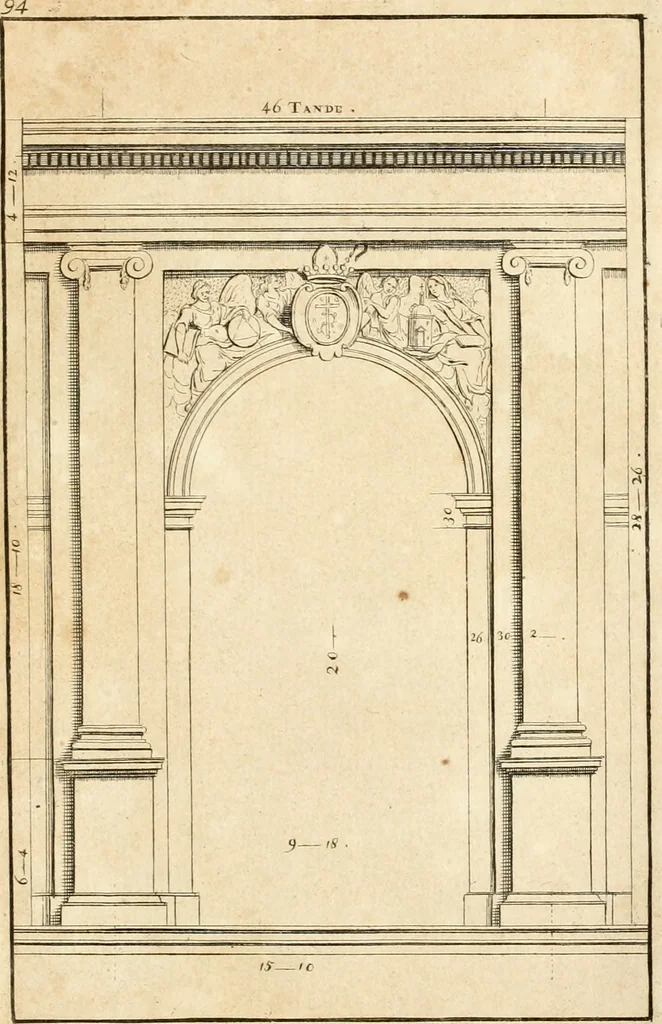 An illustration from Verhandeling over de bouwkunde : met de noodige aanmerkingen en waarneemingen, 1781, leaf 192