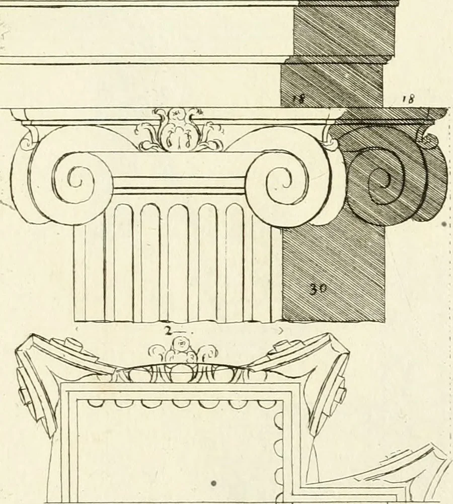 An illustration from Verhandeling over de bouwkunde : met de noodige aanmerkingen en waarneemingen, 1781, leaf 200