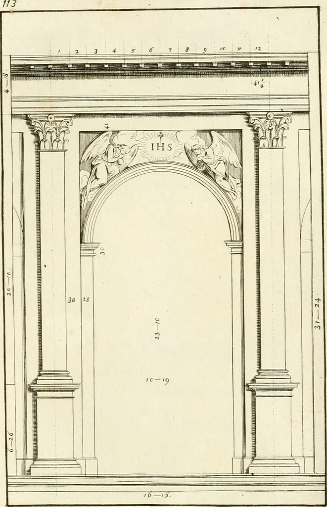 An illustration from Verhandeling over de bouwkunde : met de noodige aanmerkingen en waarneemingen, 1781, leaf 230