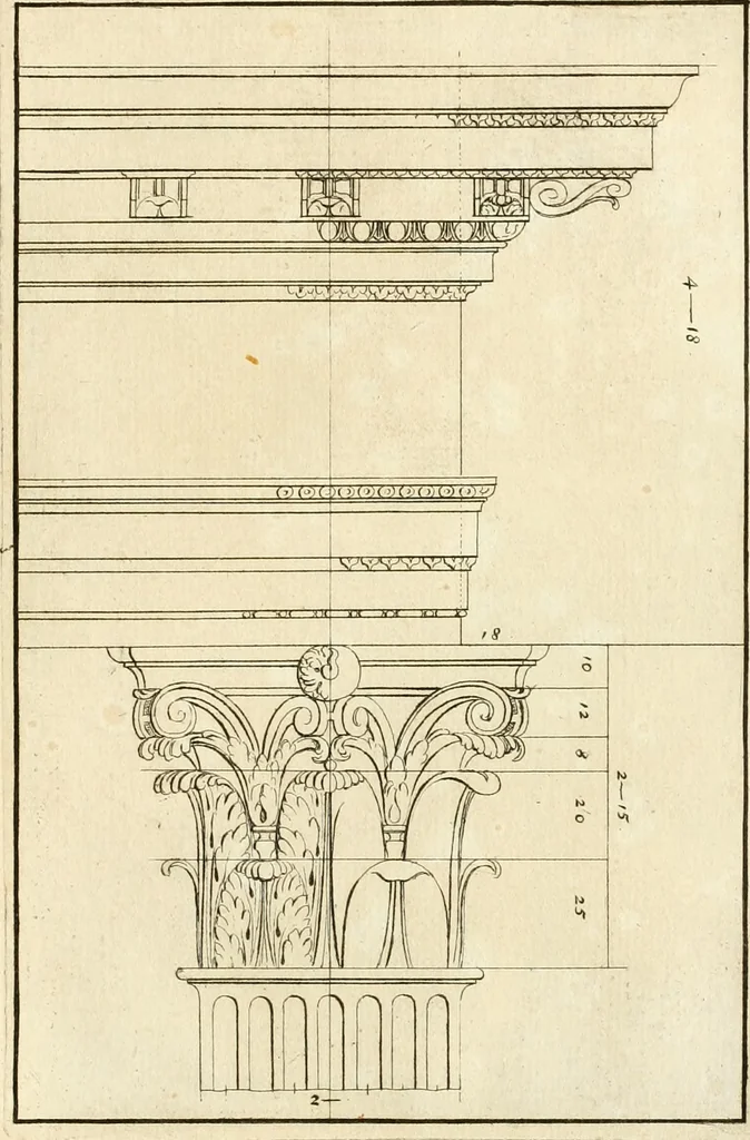 An illustration from Verhandeling over de bouwkunde : met de noodige aanmerkingen en waarneemingen, 1781, leaf 234