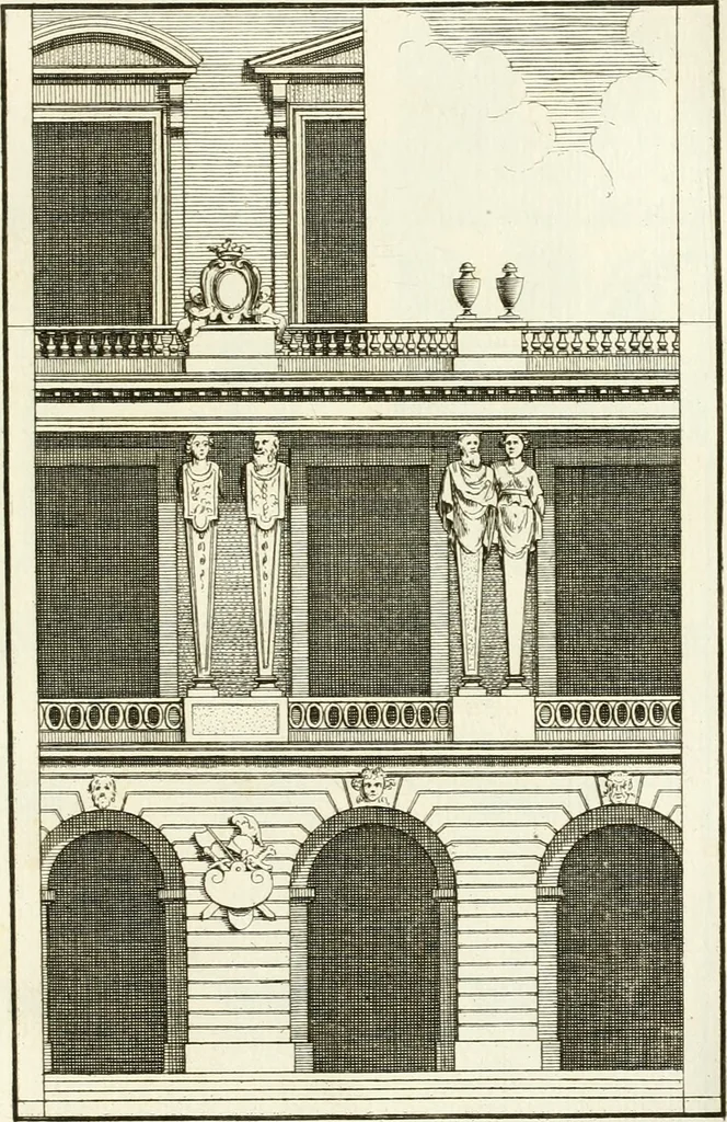 An illustration from Verhandeling over de bouwkunde : met de noodige aanmerkingen en waarneemingen, 1781, leaf 250