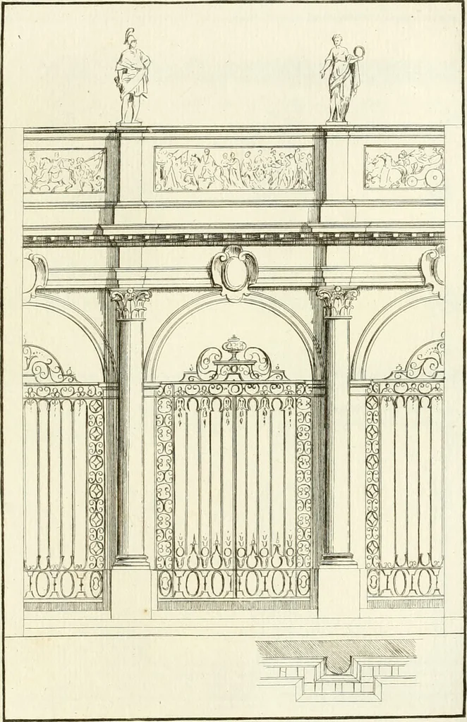 An illustration from Verhandeling over de bouwkunde : met de noodige aanmerkingen en waarneemingen, 1781, leaf 254