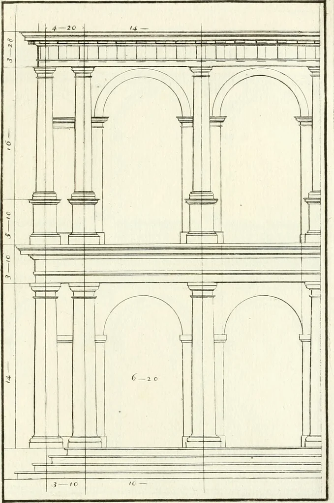 An illustration from Verhandeling over de bouwkunde : met de noodige aanmerkingen en waarneemingen, 1781, leaf 256