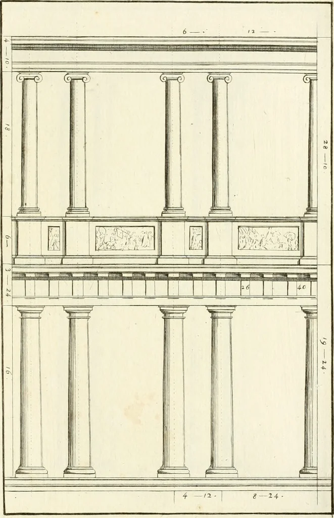 An illustration from Verhandeling over de bouwkunde : met de noodige aanmerkingen en waarneemingen, 1781, leaf 260