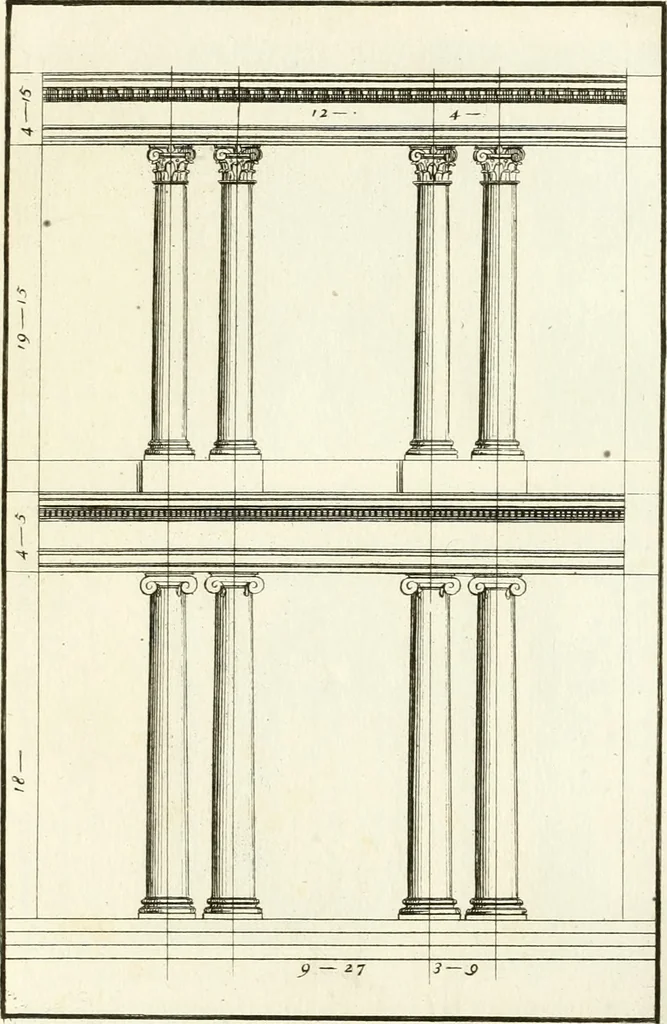 An illustration from Verhandeling over de bouwkunde : met de noodige aanmerkingen en waarneemingen, 1781, leaf 262