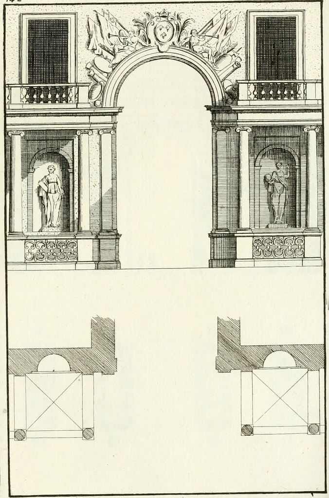 An illustration from Verhandeling over de bouwkunde : met de noodige aanmerkingen en waarneemingen, 1781, leaf 288