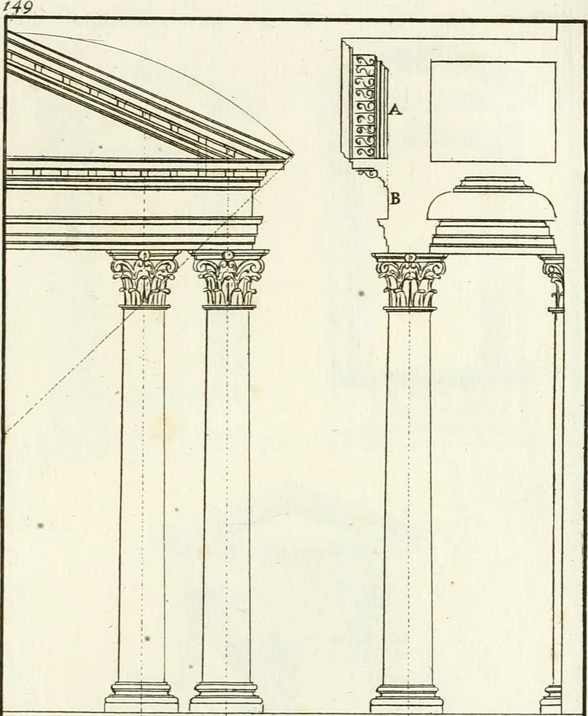 An illustration from Verhandeling over de bouwkunde : met de noodige aanmerkingen en waarneemingen, 1781, leaf 302