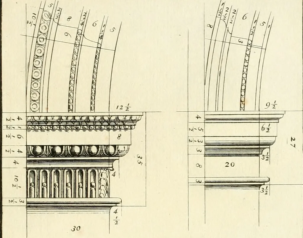 An illustration from Verhandeling over de bouwkunde : met de noodige aanmerkingen en waarneemingen, 1781, leaf 368