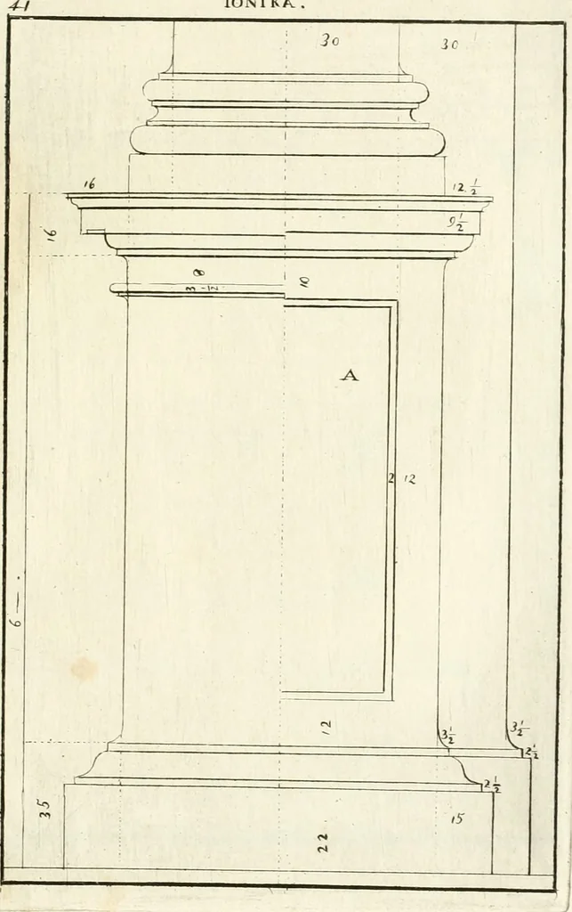 An illustration from Verhandeling over de bouwkunde : met de noodige aanmerkingen en waarneemingen, 1781, leaf 86