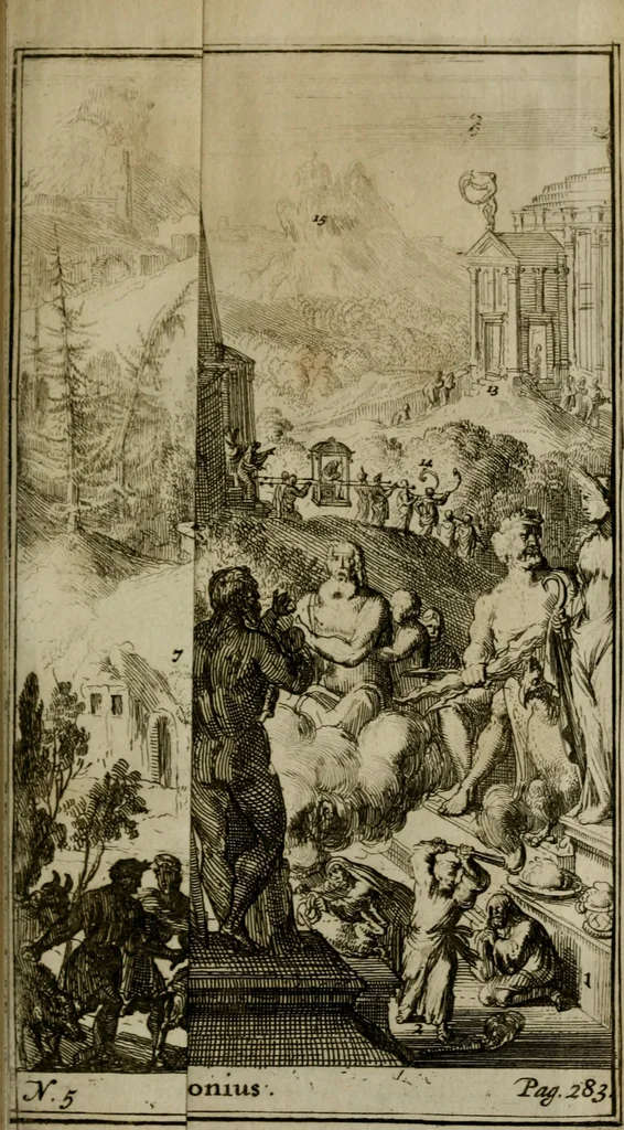 An illustration from Verhandeling van de oude orakelen der heydenen, 1687, leaf 348