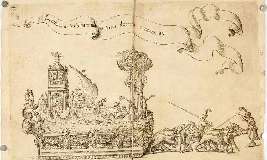 An illustration from Veridico racconto dell' origine, progressi e miracoli della Madonna di Reggio : con la descrittione d'alcune solennità, e del tempio : dichiarandosi le di lui pitture e sculture, e nominandosi gl' autori di quelle, 1666, leaf 191