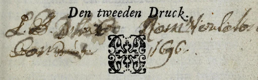 An illustration from Verlichterie-kunde, of recht gebruyck der water-verwen : in welcke des selfs dennis, en volkomen gebruyck tot de schilder-kunde, ende de illuminatie ofte verlichterie noodigh zijnde, kortelijck werden geleert : eertijts uytgegeven dor den voortreffelijcken verlichter Mr. Geerard ter Brugge ..., 1670, leaf 7