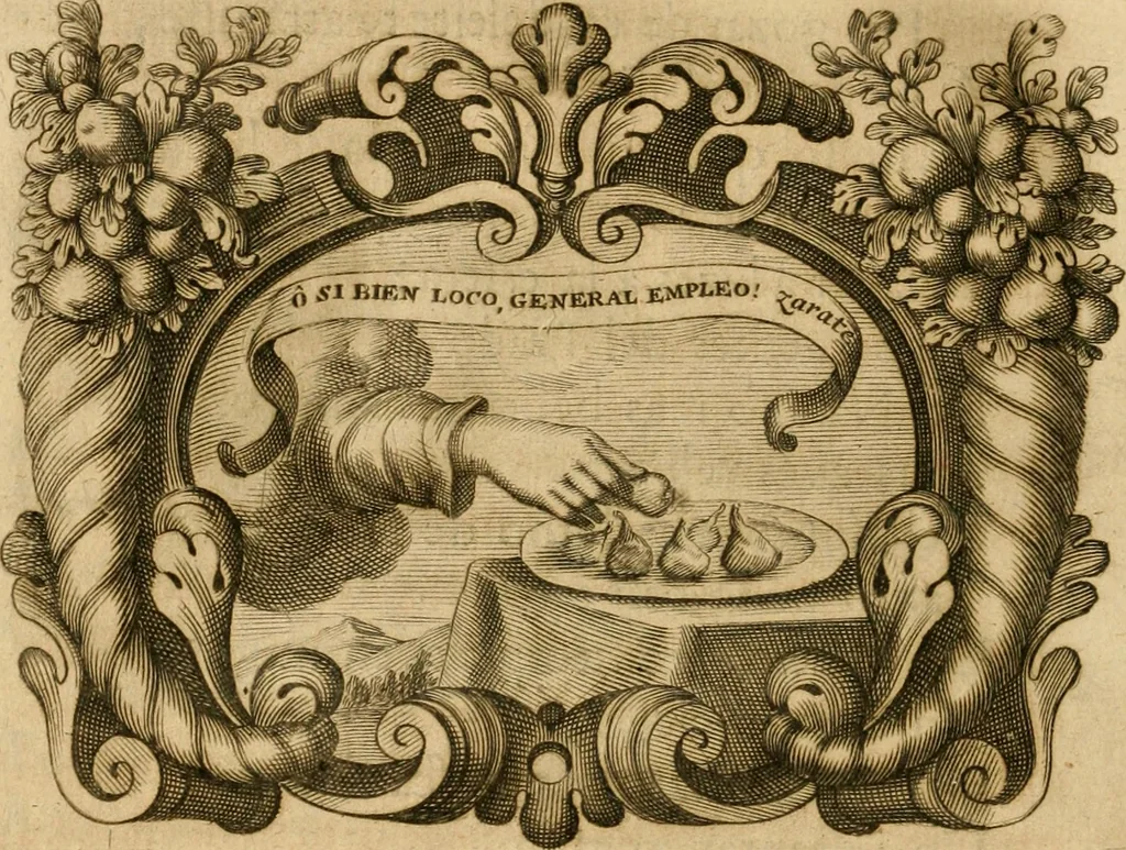 An illustration from Ver, oir, oler, gustar, tocar : empresas que enseñan y persuaden su buen uso, en lo politico y en lo moral, 1687, leaf 201