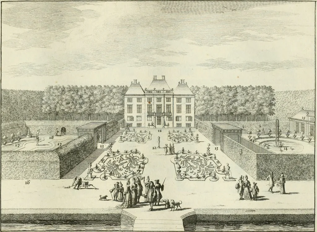 An illustration from Verscheyde schoone en vermaakelyke gezigten in de hofstede van Clingendaal gelegen by 's Gravenhage : naa t'leven getekent en in t'kooper gebrugt, 1679, leaf 12