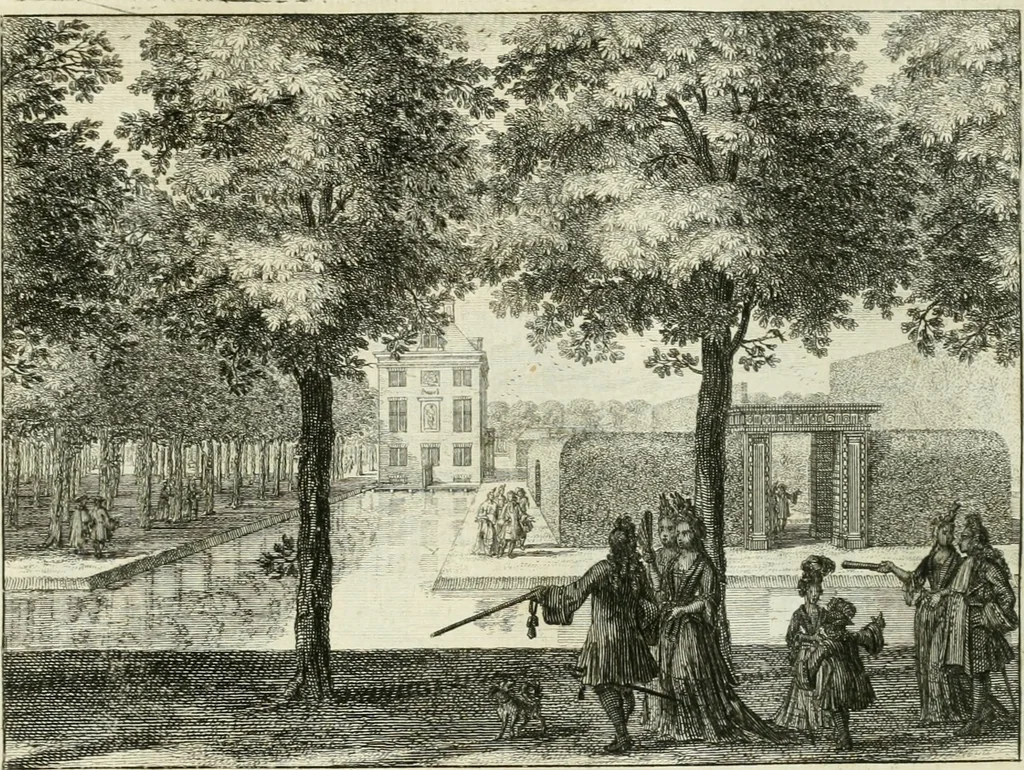 An illustration from Verscheyde schoone en vermaakelyke gezigten in de hofstede van Clingendaal gelegen by 's Gravenhage : naa t'leven getekent en in t'kooper gebrugt, 1679, leaf 30