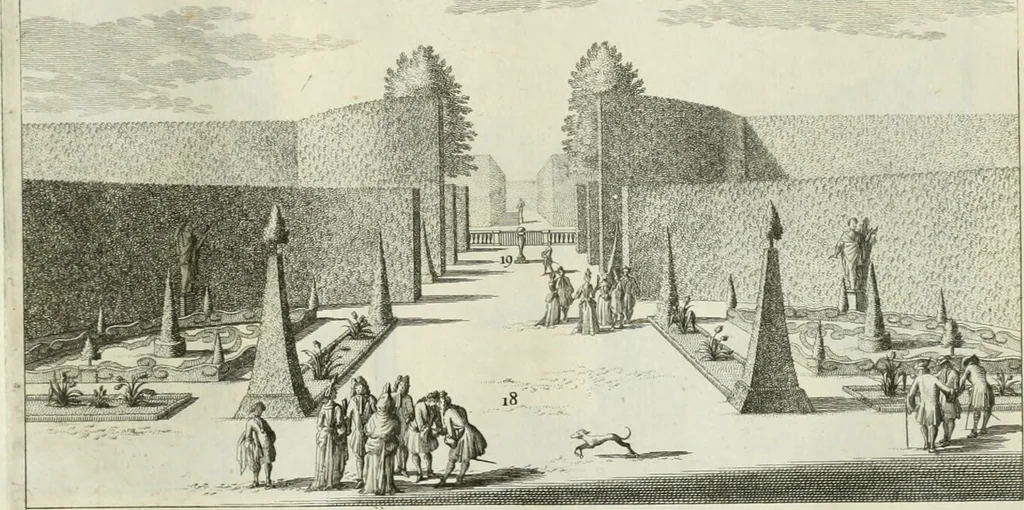 An illustration from Verscheyde schoone en vermaakelyke gezigten in de hofstede van Clingendaal gelegen by 's Gravenhage : naa t'leven getekent en in t'kooper gebrugt, 1679, leaf 38