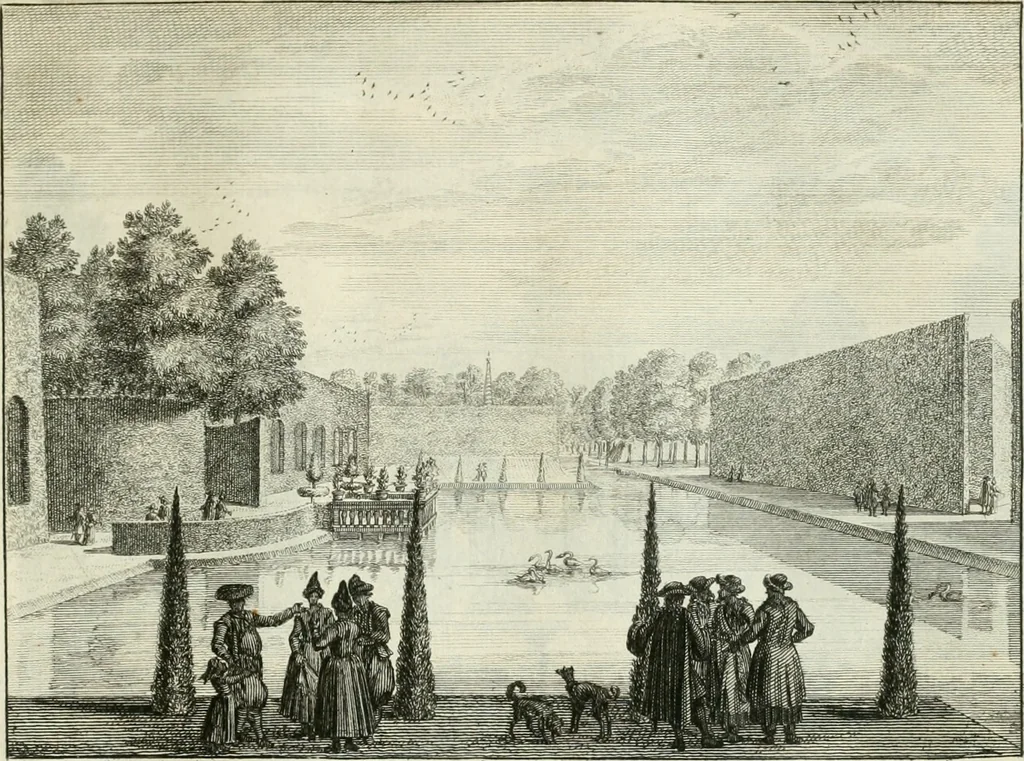 An illustration from Verscheyde schoone en vermaakelyke gezigten in de hofstede van Clingendaal gelegen by 's Gravenhage : naa t'leven getekent en in t'kooper gebrugt, 1679, leaf 40