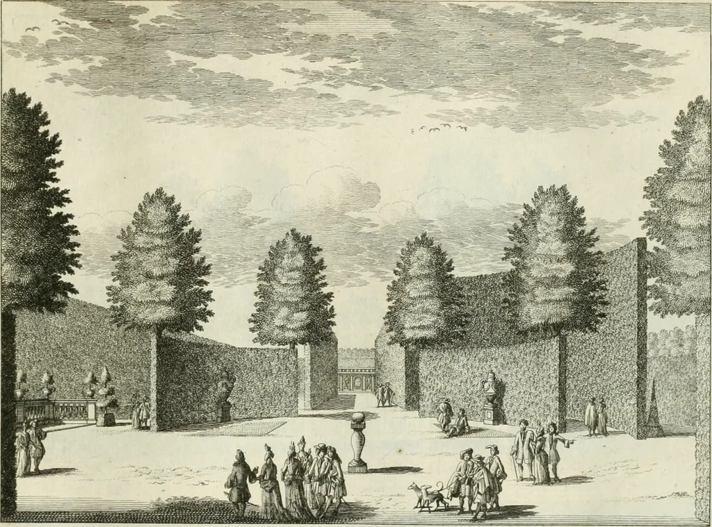 An illustration from Verscheyde schoone en vermaakelyke gezigten in de hofstede van Clingendaal gelegen by 's Gravenhage : naa t'leven getekent en in t'kooper gebrugt, 1679, leaf 42