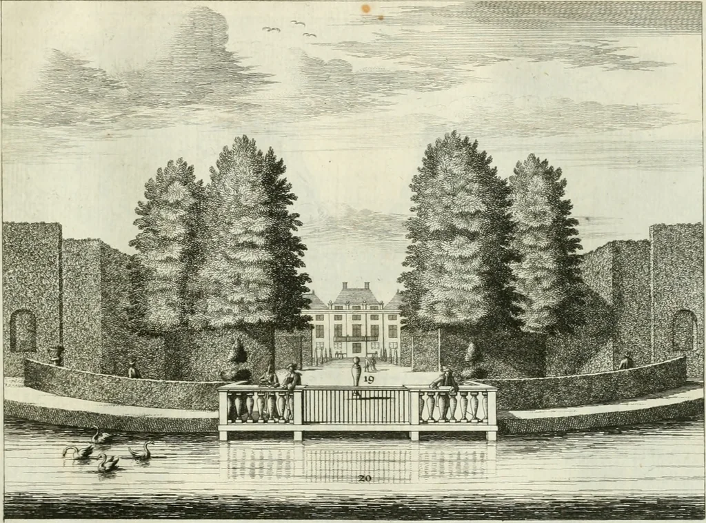 An illustration from Verscheyde schoone en vermaakelyke gezigten in de hofstede van Clingendaal gelegen by 's Gravenhage : naa t'leven getekent en in t'kooper gebrugt, 1679, leaf 44