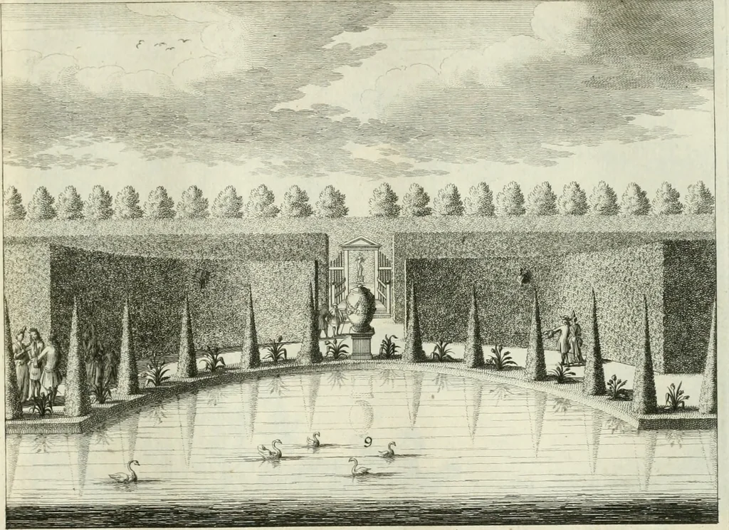 An illustration from Verscheyde schoone en vermaakelyke gezigten in de hofstede van Clingendaal gelegen by 's Gravenhage : naa t'leven getekent en in t'kooper gebrugt, 1679, leaf 50