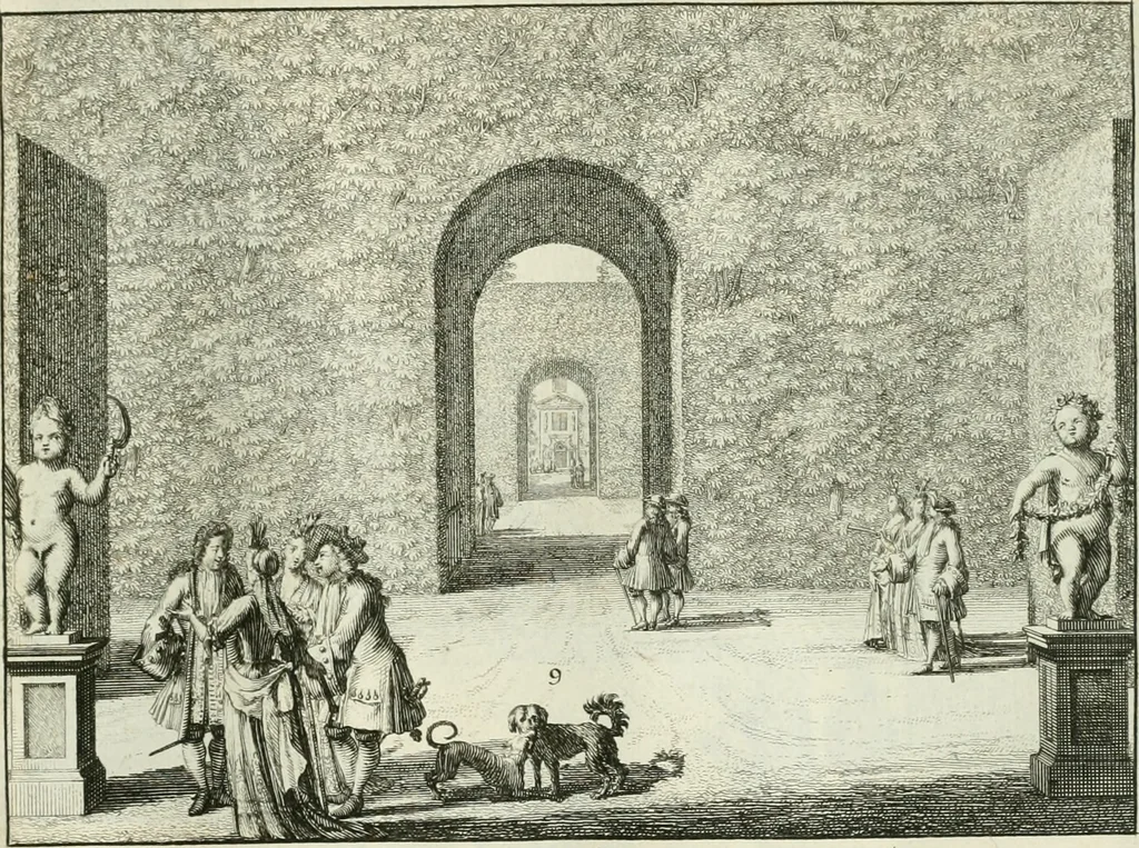 An illustration from Verscheyde schoone en vermaakelyke gezigten in de hofstede van Clingendaal gelegen by 's Gravenhage : naa t'leven getekent en in t'kooper gebrugt, 1679, leaf 52