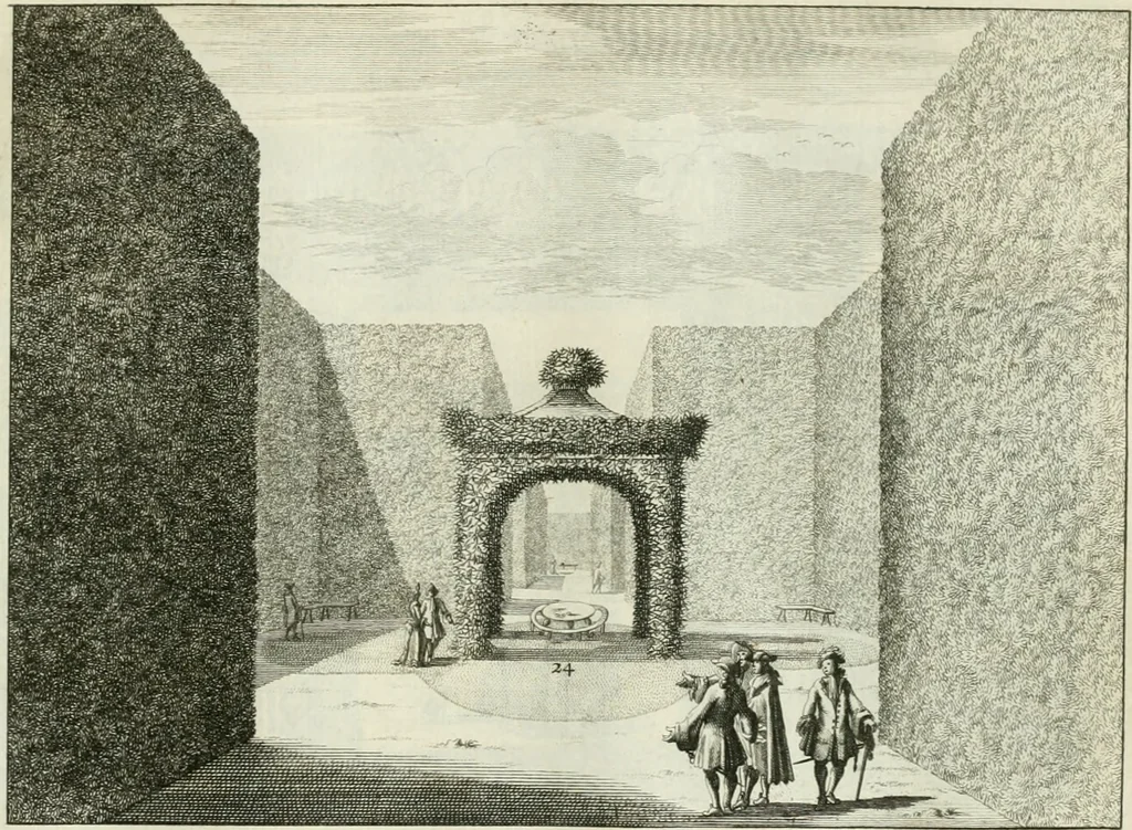 An illustration from Verscheyde schoone en vermaakelyke gezigten in de hofstede van Clingendaal gelegen by 's Gravenhage : naa t'leven getekent en in t'kooper gebrugt, 1679, leaf 54