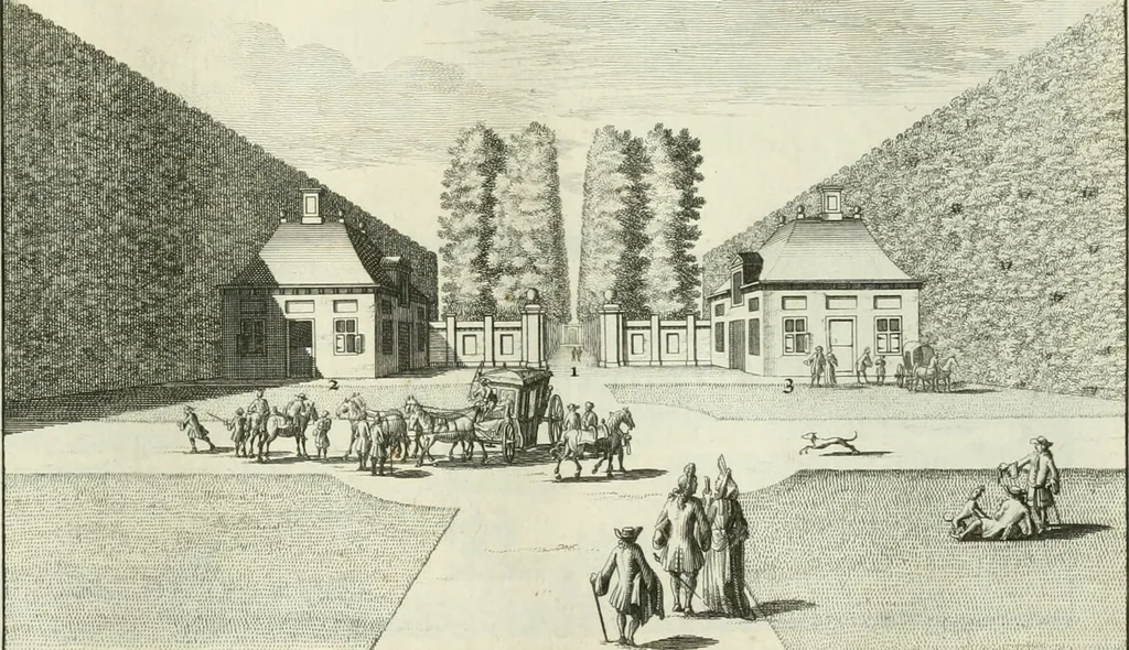 An illustration from Verscheyde schoone en vermaakelyke gezigten in de hofstede van Clingendaal gelegen by 's Gravenhage : naa t'leven getekent en in t'kooper gebrugt, 1679, leaf 6