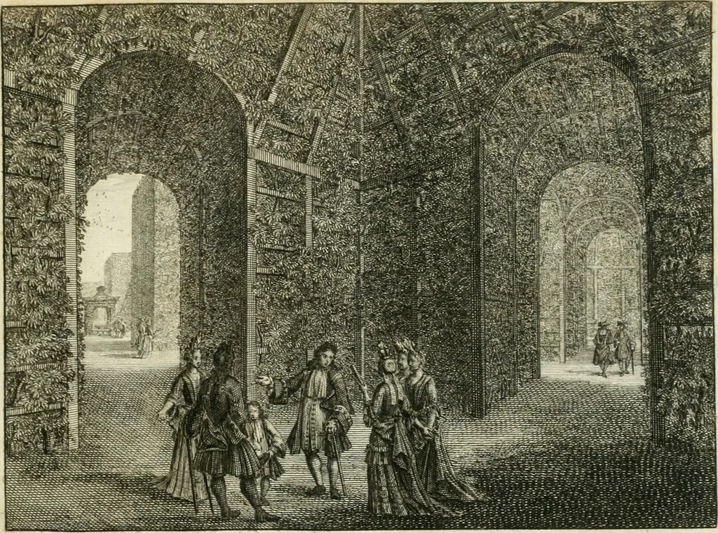 An illustration from Verscheyde schoone en vermaakelyke gezigten in de hofstede van Clingendaal gelegen by 's Gravenhage : naa t'leven getekent en in t'kooper gebrugt, 1679, leaf 66