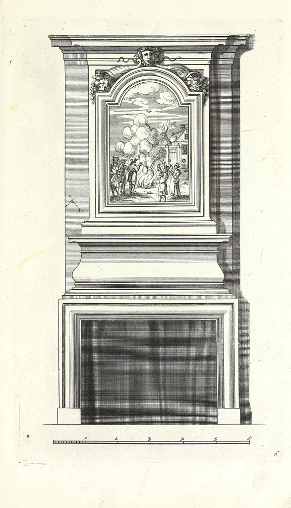 An illustration from Verschyde schoorsteen mantels nieulykx geinventeert door Mr. Bullet etc., architect du roy, leaf 13