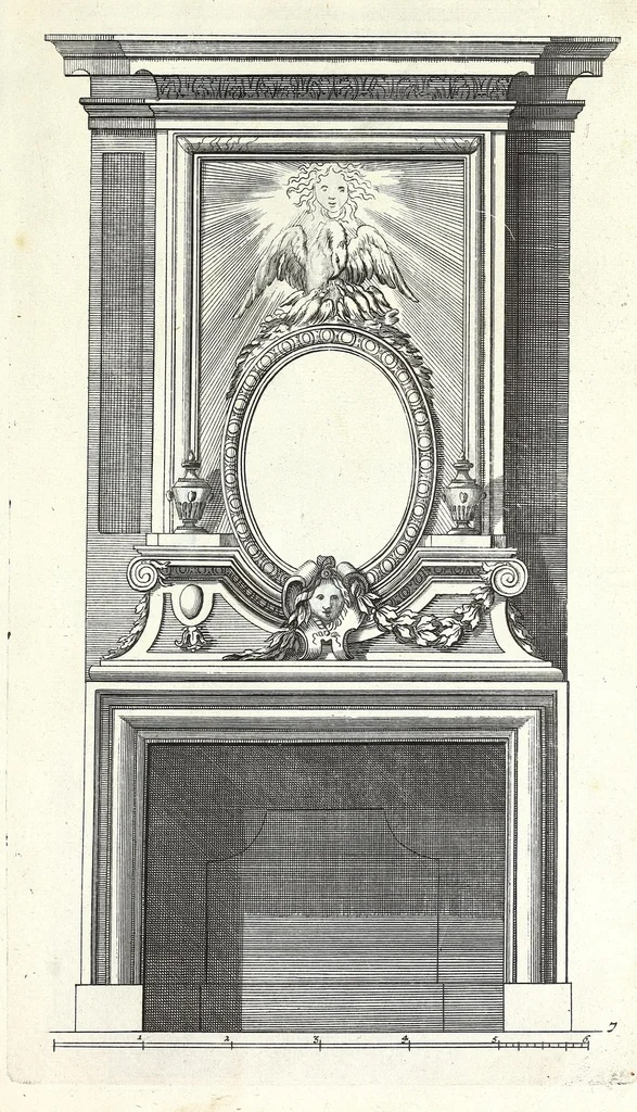 An illustration from Verschyde schoorsteen mantels nieulykx geinventeert door Mr. Bullet etc., architect du roy, leaf 15