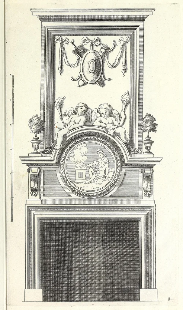 An illustration from Verschyde schoorsteen mantels nieulykx geinventeert door Mr. Bullet etc., architect du roy, leaf 17