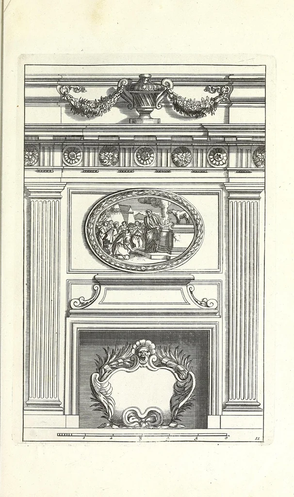 An illustration from Verschyde schoorsteen mantels nieulykx geinventeert door Mr. Bullet etc., architect du roy, leaf 23