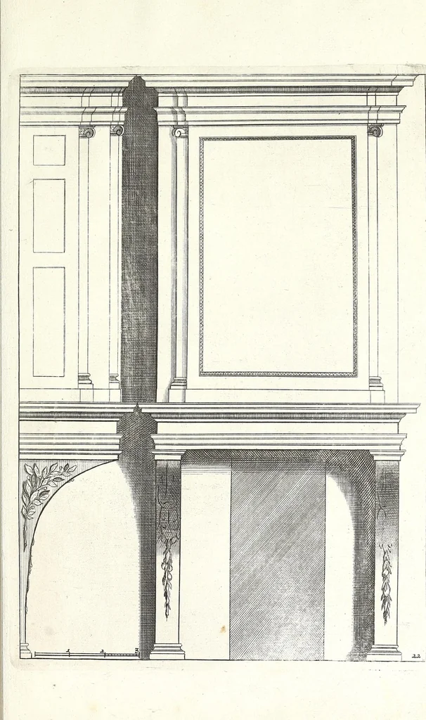 An illustration from Verschyde schoorsteen mantels nieulykx geinventeert door Mr. Bullet etc., architect du roy, leaf 45