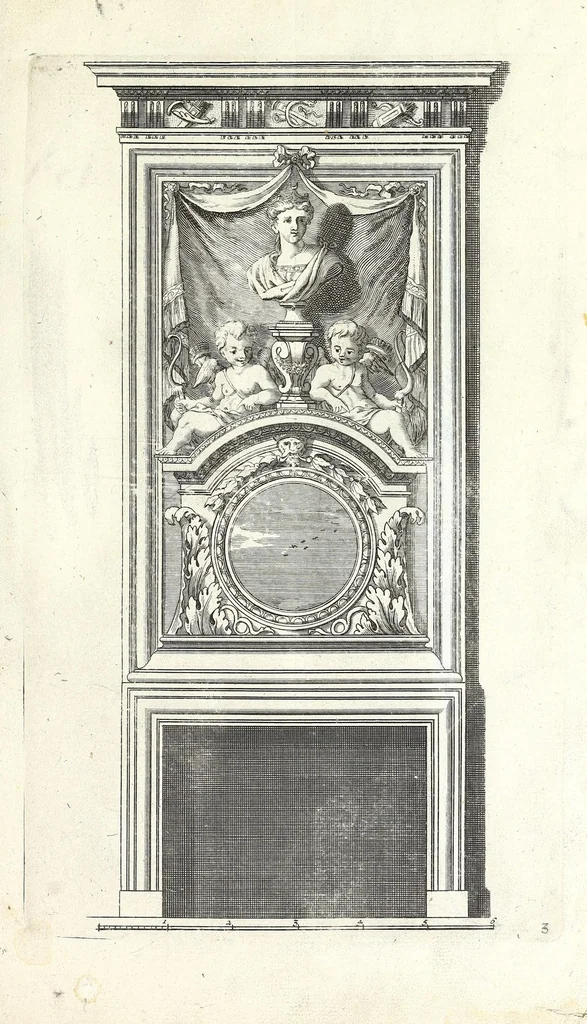 An illustration from Verschyde schoorsteen mantels nieulykx geinventeert door Mr. Bullet etc., architect du roy, leaf 7