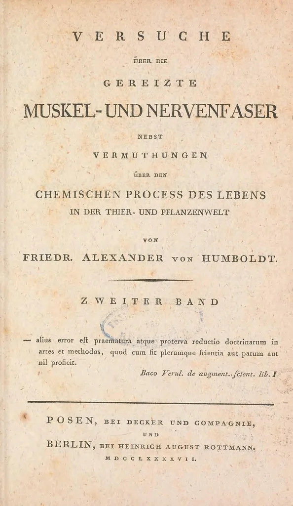 An illustration from Versuche über die gereizte Muskel- und Nervenfaser : nebst Vermuthungen über den chemischen Process des Lebens in der Thier- und Pflanzenwelt, 1797, leaf 5