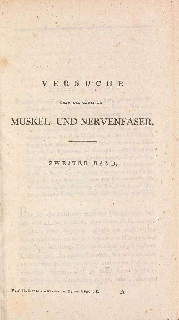 An illustration from Versuche über die gereizte Muskel- und Nervenfaser : nebst Vermuthungen über den chemischen Process des Lebens in der Thier- und Pflanzenwelt, 1797, leaf 9