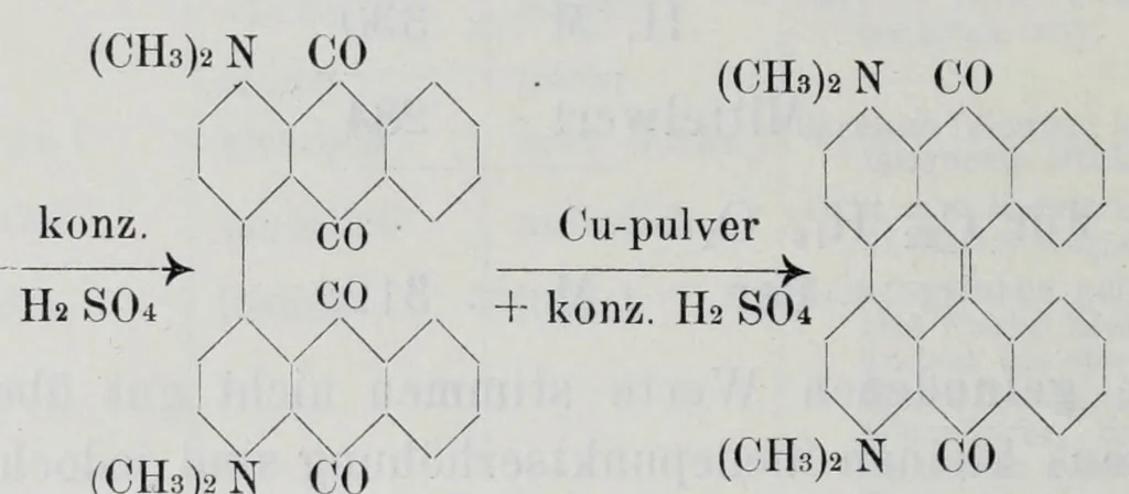 An illustration from Versuche zur Einfürung mehrerer Phtalsäurereste in aromatische Verbindungen und zur Darstellung neuer Küpenfarbstoffe der Anthracenreihe : Anhang - über die Reduktion der o-benzoylbenzoesäure, von der Technischen Hochschule "Fridericiana" zu Karlsruhe genehmigte Dissertation zur erlangung der Würde eines Doktor-Ingenieurs, 1908, leaf 26
